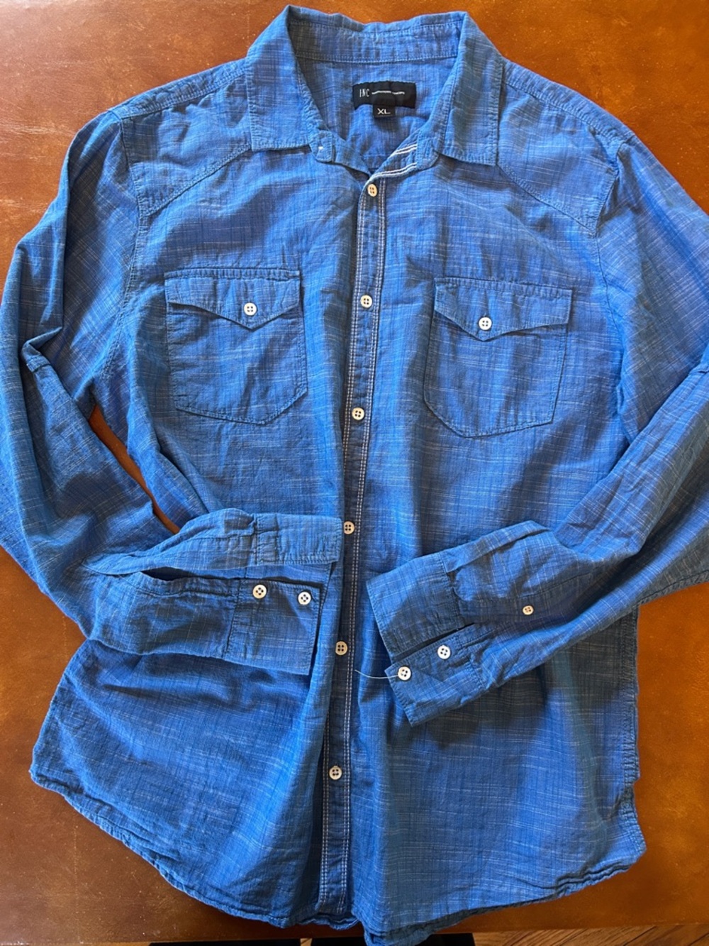 INC International Concepts Men's Blue Lightweight Button-Front Shirt Jacket